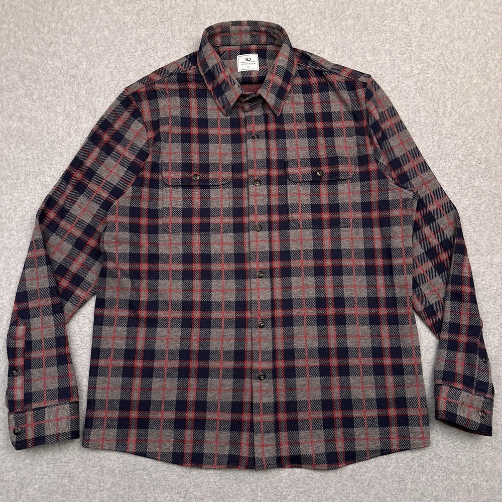 7 Diamonds Generation Soft Flannel Mens Medium Plaid Button Up‎ Stretch Hiking